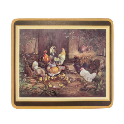 Pimpernel Set of 6 Traditional Barnyard Scene Placemats | Chickens & Rooster #71222-54