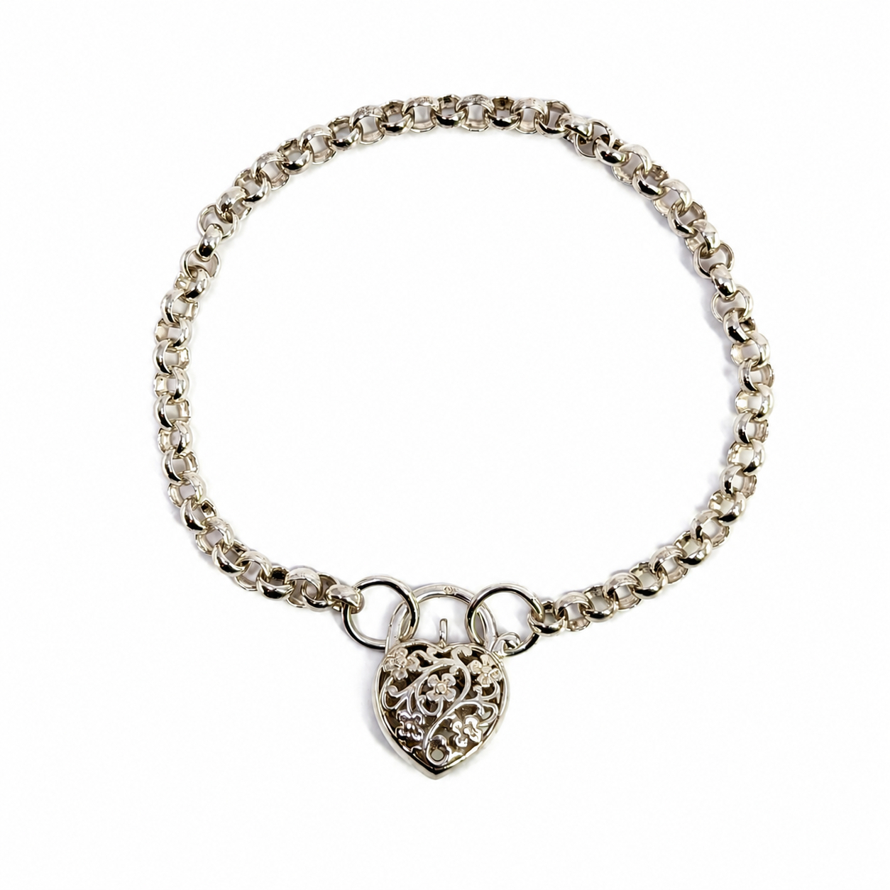 Sterling Silver Belcher Bracelet with Heart Clasp | 20cm | 11.6g #71604 Sterling Silver Belcher Bracelet with Heart Clasp | 20cm | 11.6g #71604