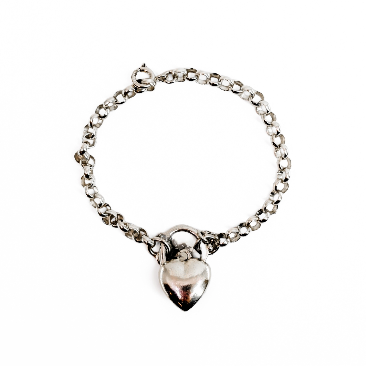 Sterling Silver Belcher Link Amethyst Heart Clasp Bracelet | 17cm | 10.5g #71606 Sterling Silver Belcher Link Amethyst Heart Clasp Bracelet | 17cm | 10.5g #71606 - Image 3