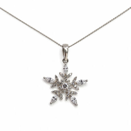 Monty's Sterling Silver CZ Snowflake Pendant Necklace | 45cm | 2.6g #71601