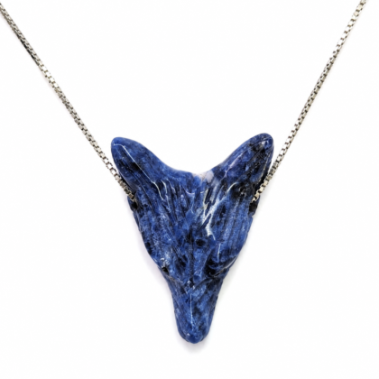 Sterling Silver Lapis Lazuli Wolf / Fox Head Necklace | 9.5g | 40cm #71620