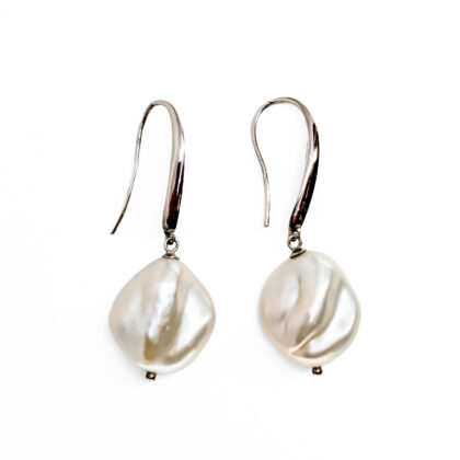Sterling Silver Large Baroque Pearl Dangle Earrings | 10.2g #71427