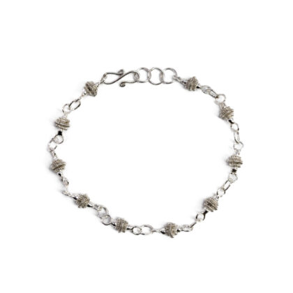 Sterling Silver Textured Ball S-Clasp Bracelet | 18cm | 4.3g #71608
