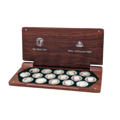 The Sydney 2000 Olympic Coin Collection 16 x $5 1oz Fine Silver Proof Coins Jarrah Case & COAs #71291