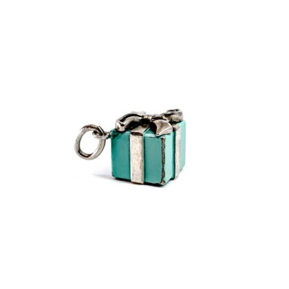 Tiffany & Co. Sterling Silver Blue Enamel Gift Box Charm | 7.7g #70139-3