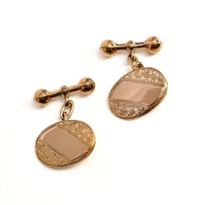 Vintage 10ct Yellow Gold-Lined Engraved Cufflinks | 3.1g #67400