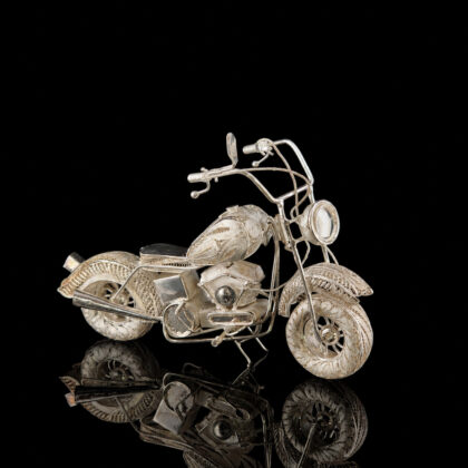 Vintage 925 Sterling Silver Filigree Motorcycle Sculpture 75.7g | 12cm | Box #71588