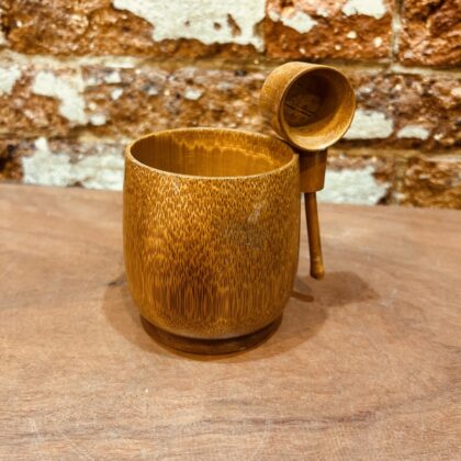 Vintage Bamboo Cup With Detachable Scoop 10cm #71555