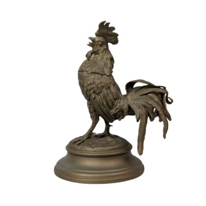 Vintage Bronzed Cast Iron Rooster Match Holder & Striker 23cm #71222-38