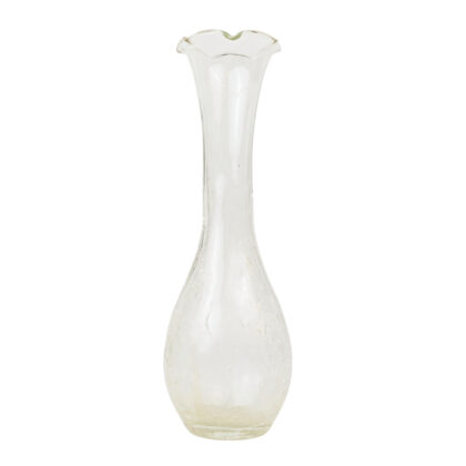Vintage Clear Crackle Glass Ruffled Rim Vase 20cm #71222-23