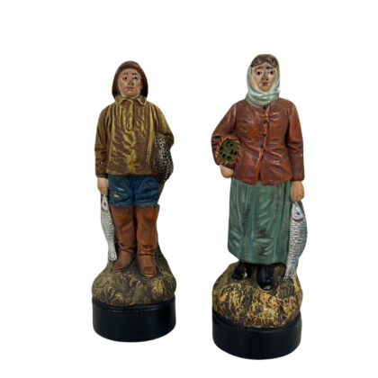 Monty's Vintage Earthenware Fisherman & Fisherwoman Figurines | Pair | 13cm #71143
