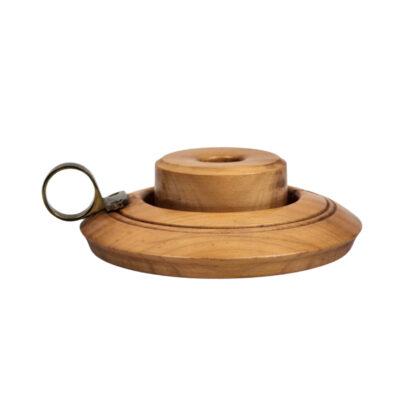 Vintage Hand Turned Wooden Chamberstick Candle Holder With Brass Handle 14.5cm #71568