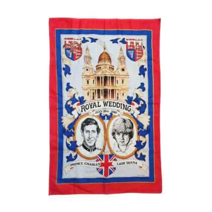 Vintage Prince Charles & Lady Diana Royal Wedding Commemorative Tea Towel 1981 #71148