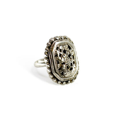 Vintage Sterling Silver Floral Filigree Ring | Size M | 3.6g #71614