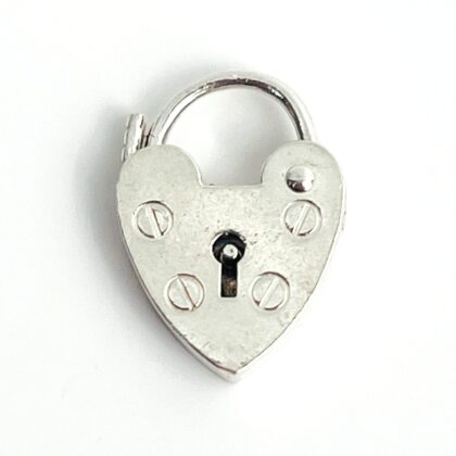 Monty's Vintage Sterling Silver Heart Padlock Clasp Charm 11.3mm #4255-92