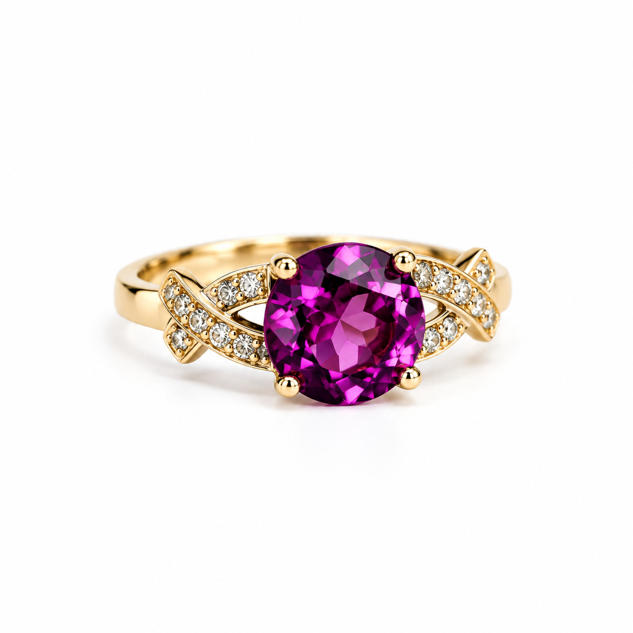 10ct Yellow Gold Synthetic Pink Sapphire & Natural Diamond Ring | Size P | 3.1g #71819 10ct Yellow Gold Synthetic Pink Sapphire & Natural Diamond Ring | Size P | 3.1g #71819