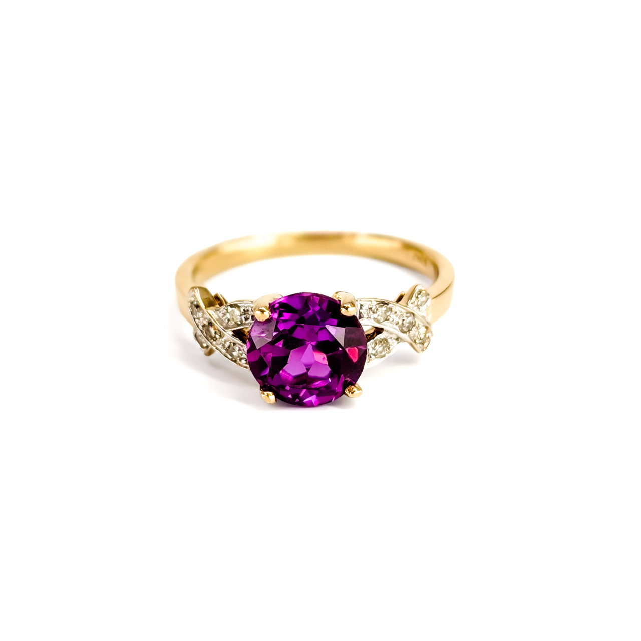 10ct Yellow Gold Synthetic Pink Sapphire & Natural Diamond Ring | Size P | 3.1g #71819 10ct Yellow Gold Synthetic Pink Sapphire & Natural Diamond Ring | Size P | 3.1g #71819 - Image 3