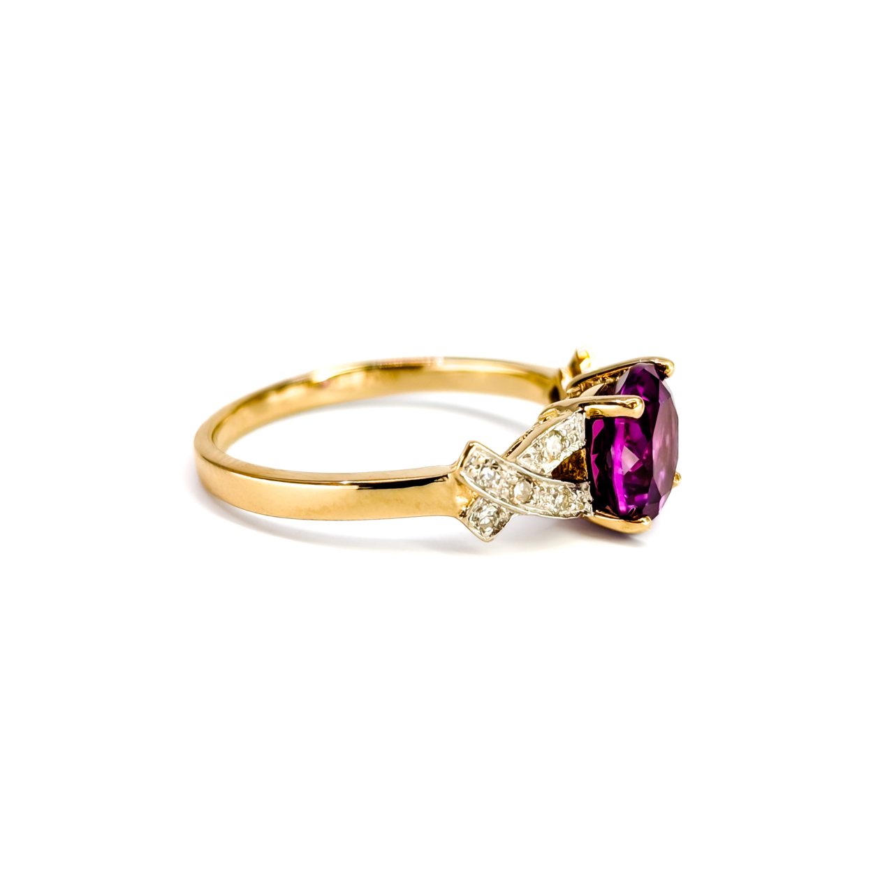 10ct Yellow Gold Synthetic Pink Sapphire & Natural Diamond Ring | Size P | 3.1g #71819 10ct Yellow Gold Synthetic Pink Sapphire & Natural Diamond Ring | Size P | 3.1g #71819 - Image 5