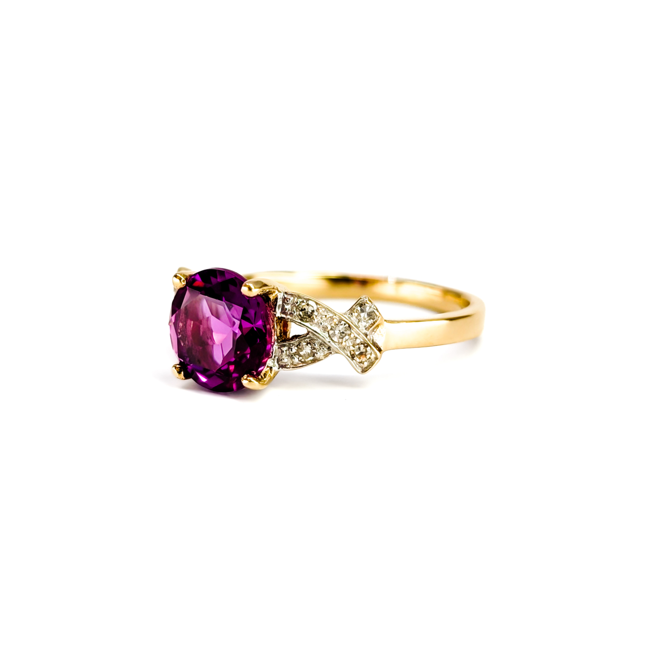 10ct Yellow Gold Synthetic Pink Sapphire & Natural Diamond Ring | Size P | 3.1g #71819 10ct Yellow Gold Synthetic Pink Sapphire & Natural Diamond Ring | Size P | 3.1g #71819 - Image 7