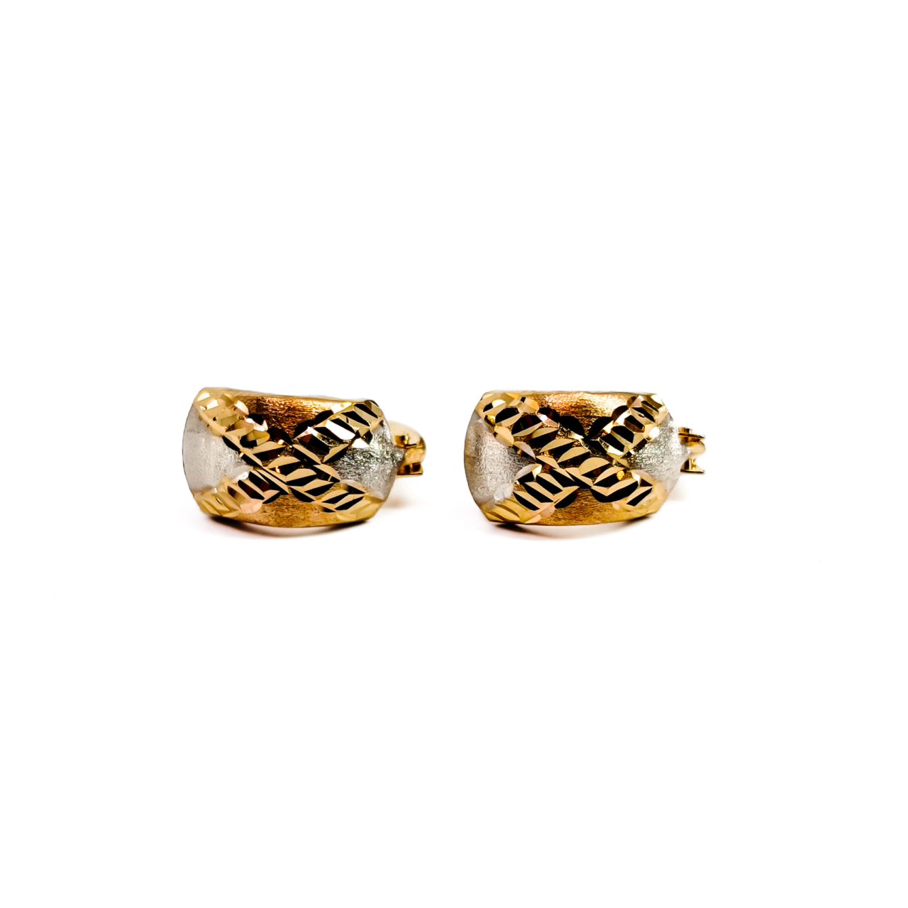 18ct Two-Tone Gold Earrings | 1.1g | 7.3mm Wide #71781 18ct Two-Tone Gold Earrings | 1.1g | 7.3mm Wide #71781