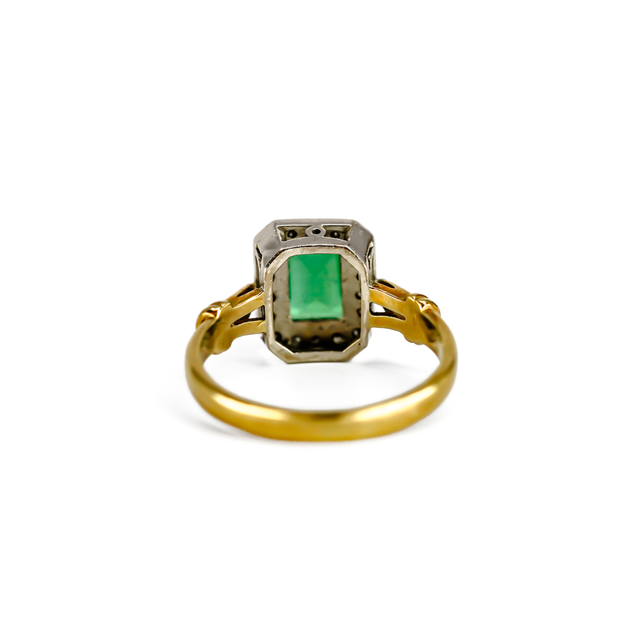 18ct Yellow Gold Synthetic Emerald and Diamond Ring Size P #71826 18ct Yellow Gold Synthetic Emerald and Diamond Ring Size P #71826 - Image 5