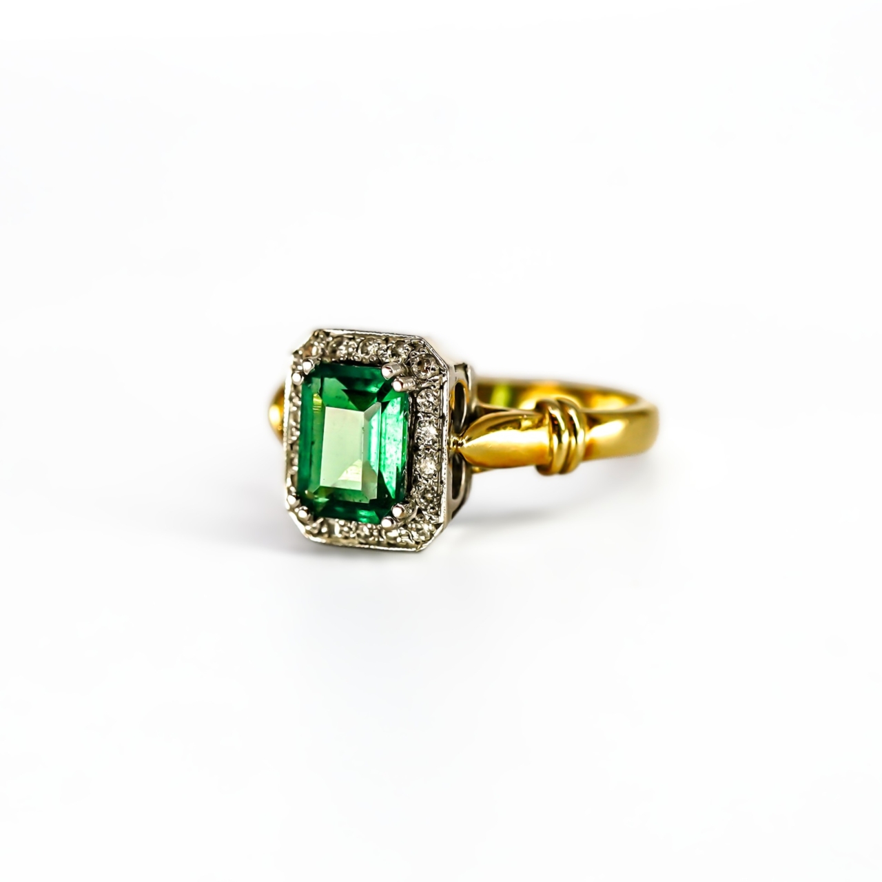 18ct Yellow Gold Synthetic Emerald and Diamond Ring Size P #71826 18ct Yellow Gold Synthetic Emerald and Diamond Ring Size P #71826 - Image 7
