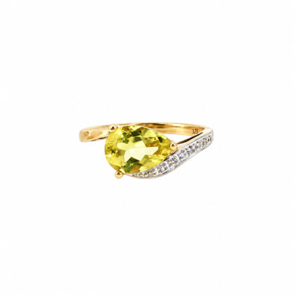 Monty's 9ct Yellow Gold Lemon Quartz & Natural Diamond Ring | 2.4g | Size P #71794