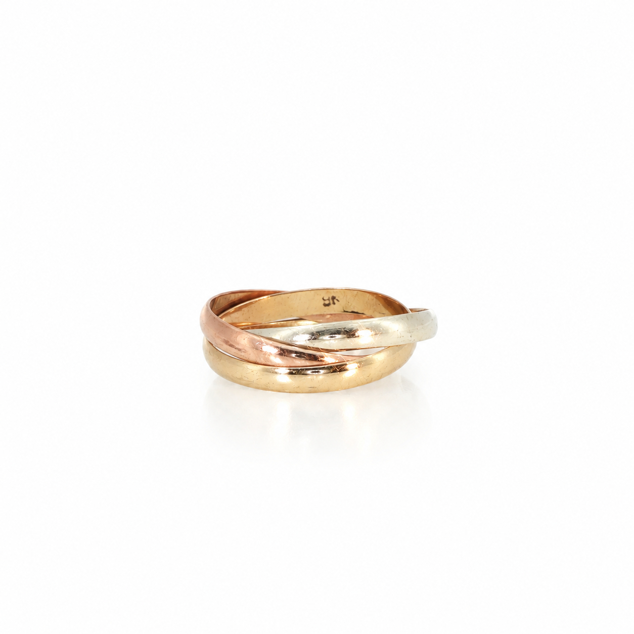 9ct Three tone Yellow, White and Rose Gold Interlockig Wedder Size G1/2 #71870 9ct Three tone Yellow, White and Rose Gold Interlockig Wedder Size G1/2 #71870 - Image 5