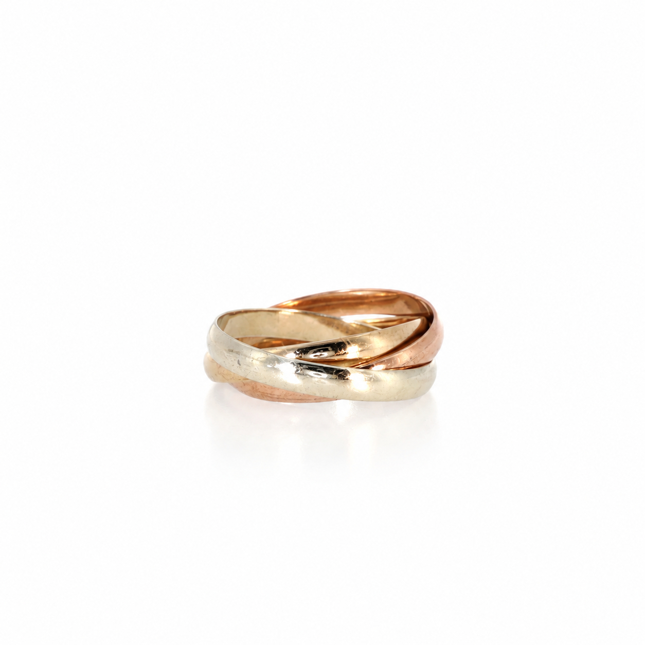9ct Three tone Yellow, White and Rose Gold Interlockig Wedder Size G1/2 #71870 9ct Three tone Yellow, White and Rose Gold Interlockig Wedder Size G1/2 #71870 - Image 7