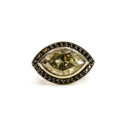 Monty's 9ct Two-Tone Gold 5.53ct TDW Diamond Ring | 5.20ct Marquise | Black Diamond Halo | Valuation $12,600 #70775