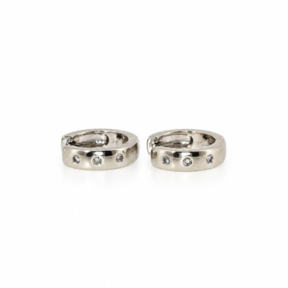 9ct White Gold Diamond Huggie Earrings | 2.7g #71338