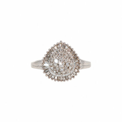 Monty's 9ct White Gold Natural Diamond Pear Cluster Ring | 3.1g | Size P1/2 #71799