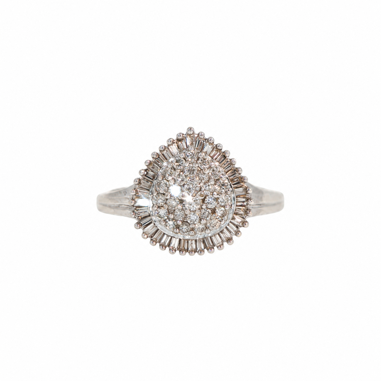9ct White Gold Natural Diamond Pear Cluster Ring | 3.1g | Size P1/2 #71799 9ct White Gold Natural Diamond Pear Cluster Ring | 3.1g | Size P1/2 #71799