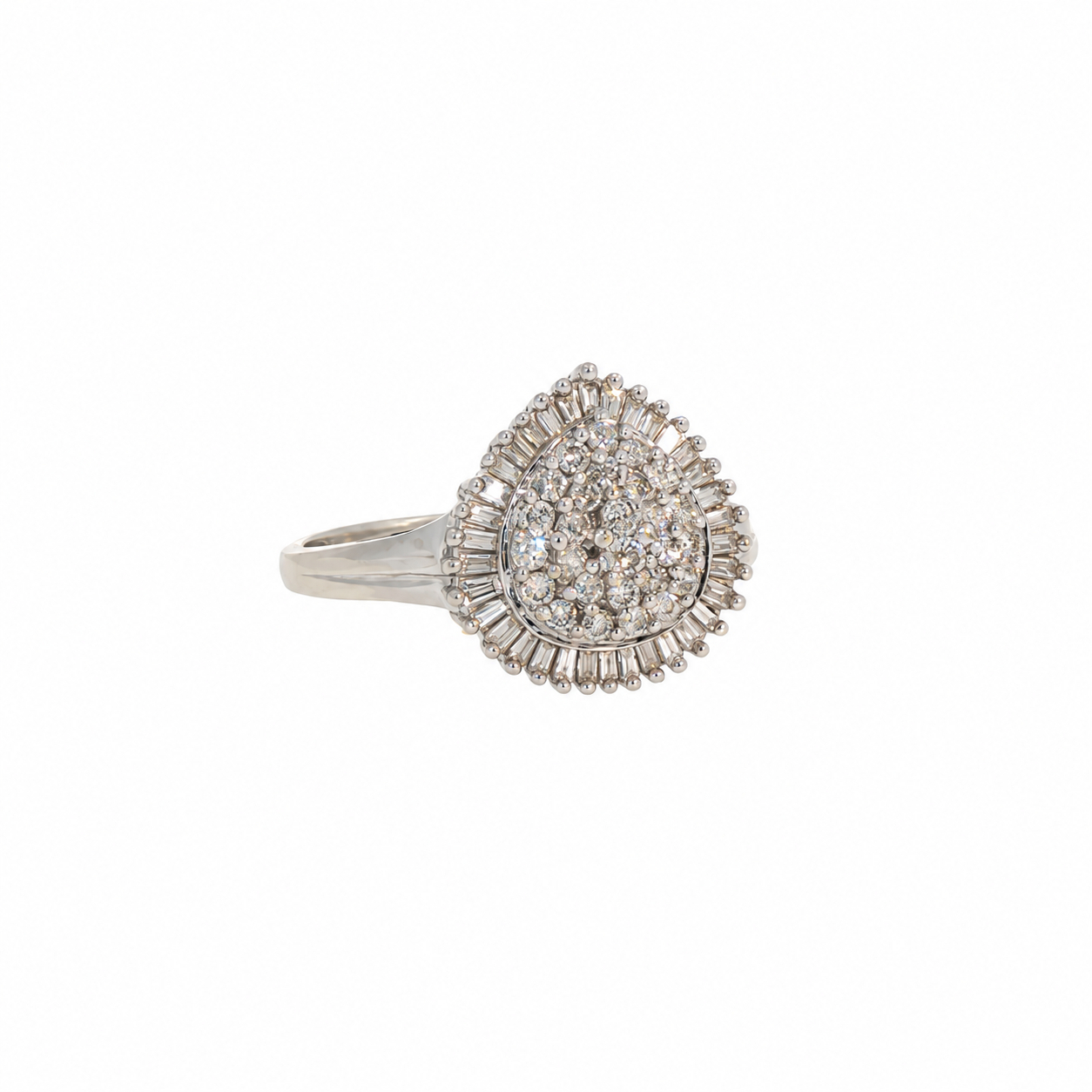 9ct White Gold Natural Diamond Pear Cluster Ring | 3.1g | Size P1/2 #71799 9ct White Gold Natural Diamond Pear Cluster Ring | 3.1g | Size P1/2 #71799 - Image 2