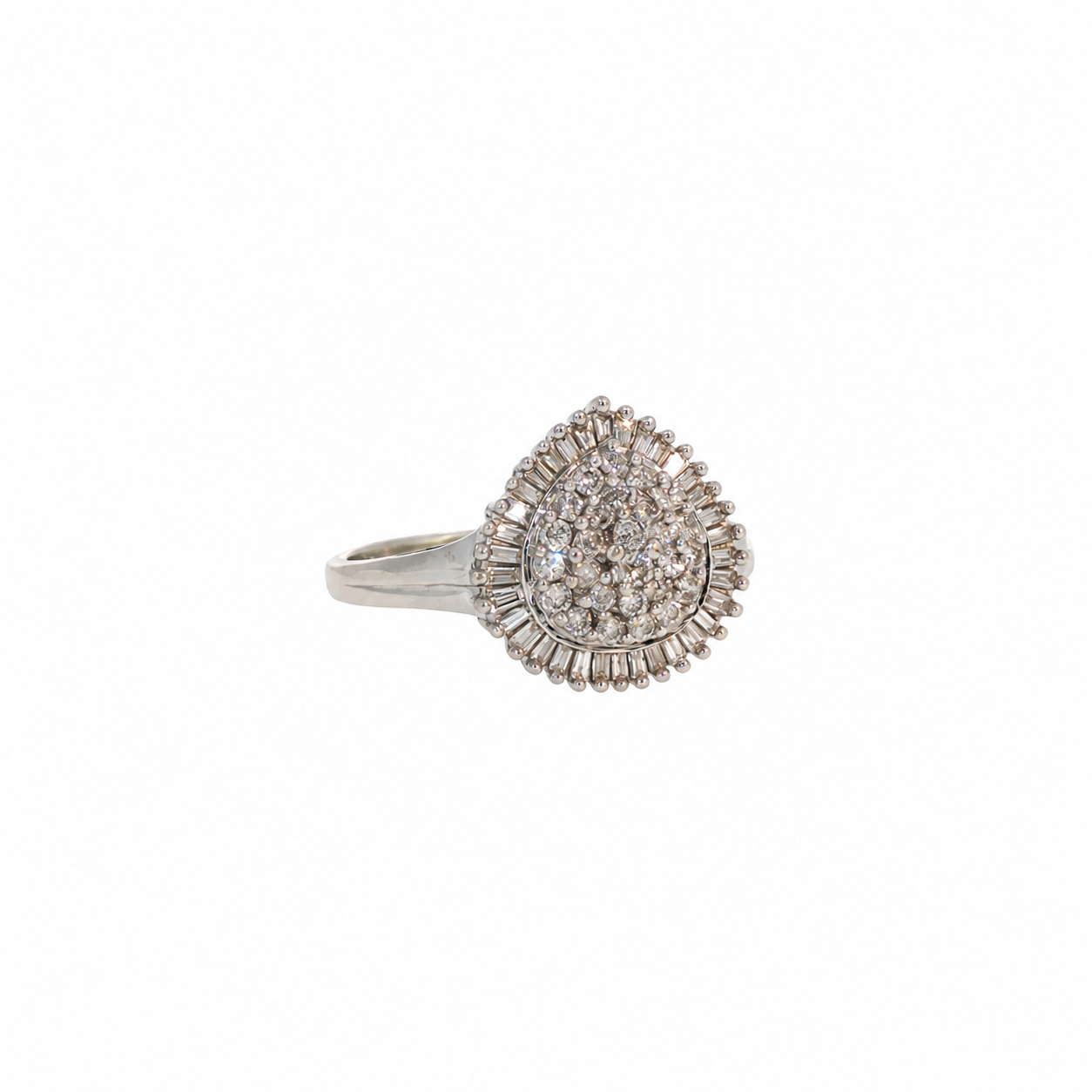 9ct White Gold Natural Diamond Pear Cluster Ring | 3.1g | Size P1/2 #71799 9ct White Gold Natural Diamond Pear Cluster Ring | 3.1g | Size P1/2 #71799 - Image 3