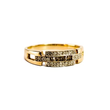 Monty's 9ct Yellow Gold Champagne & White Natural Diamond Ring | Size P 1/2 | 2.7g #71807