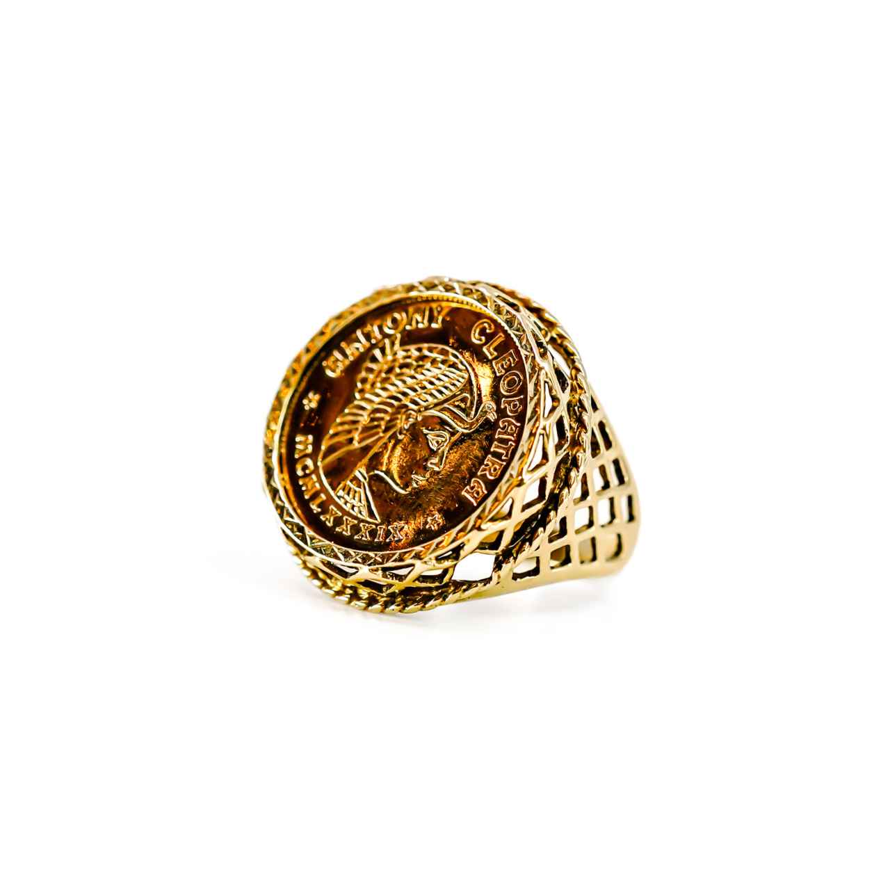 9ct Yellow Gold Cleopatra & Marc Antony Coin Style Ring | 5.7g | Size M #72099 9ct Yellow Gold Cleopatra & Marc Antony Coin Style Ring | 5.7g | Size M #72099 - Image 4