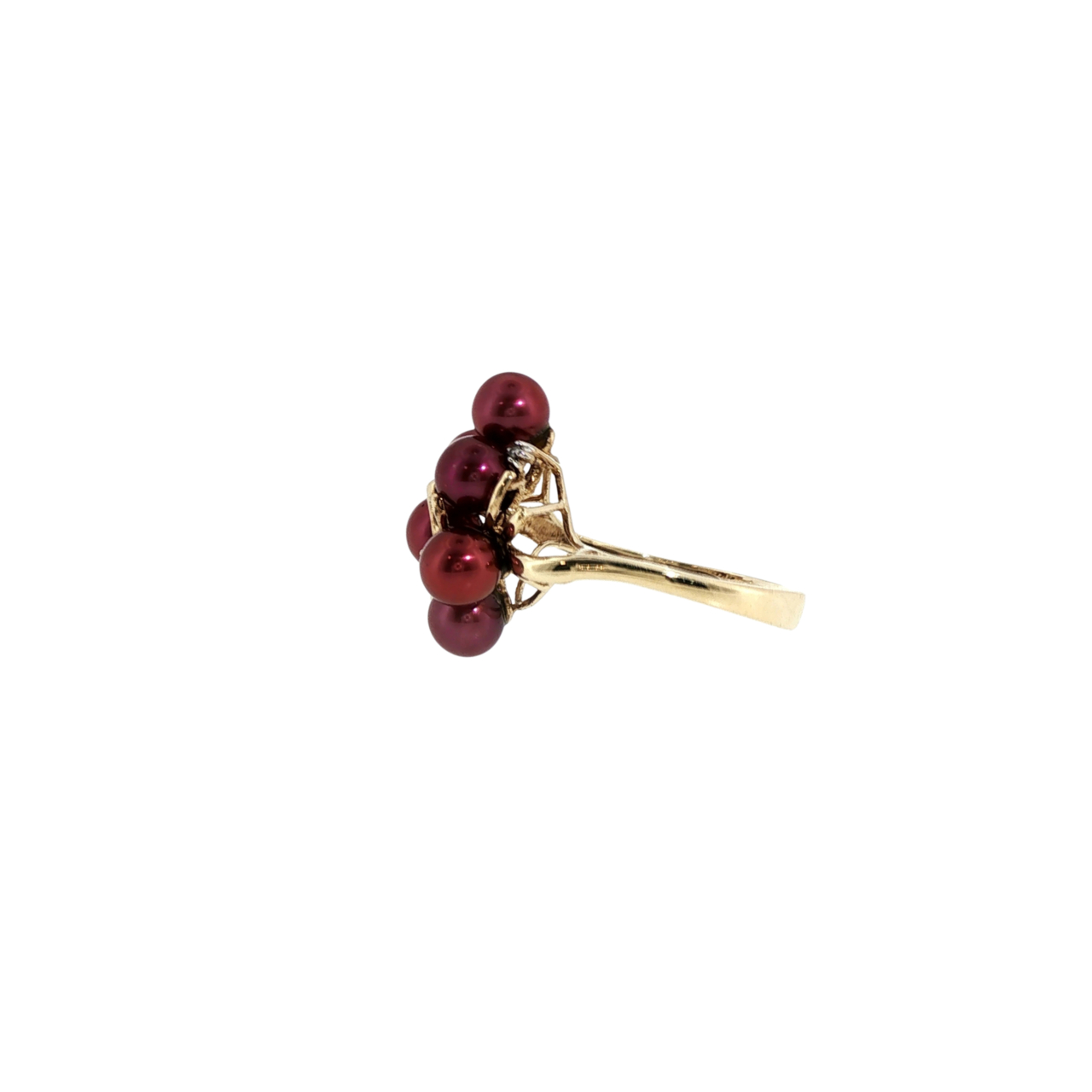 9ct Yellow Gold Dyed Pink Pearl & Natural Diamond Ring - 3.9g - Size P #71811 9ct Yellow Gold Dyed Pink Pearl & Natural Diamond Ring - 3.9g - Size P #71811 - Image 3
