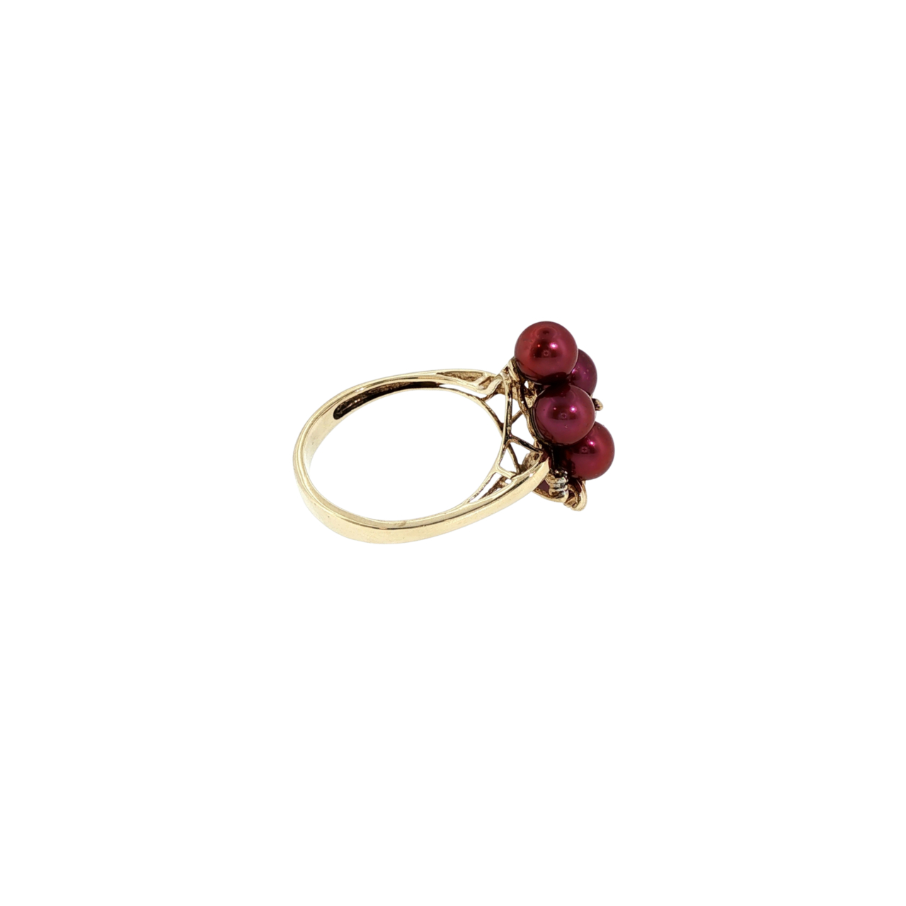 9ct Yellow Gold Dyed Pink Pearl & Natural Diamond Ring - 3.9g - Size P #71811 9ct Yellow Gold Dyed Pink Pearl & Natural Diamond Ring - 3.9g - Size P #71811 - Image 5