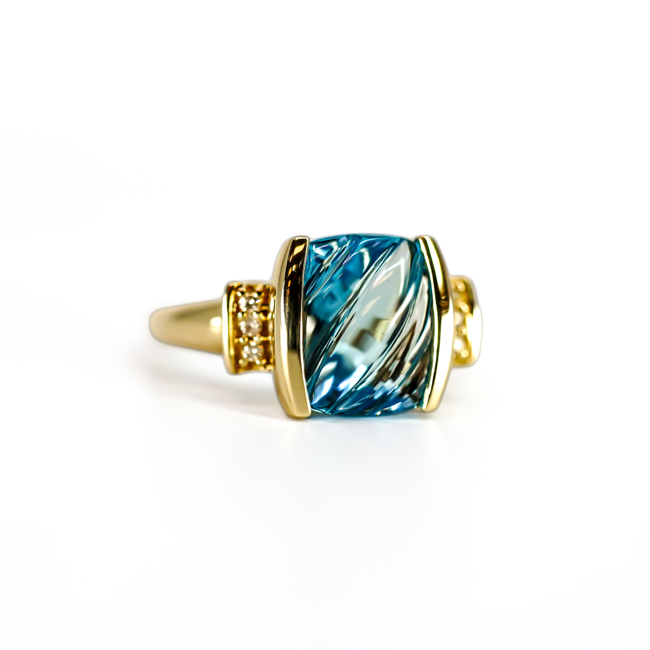 9ct Yellow Gold Fantasy-Cut Topaz & Natural Diamond Ring | Size P | 11 x 9mm Topaz #71798 9ct Yellow Gold Fantasy-Cut Topaz & Natural Diamond Ring | Size P | 11 x 9mm Topaz #71798