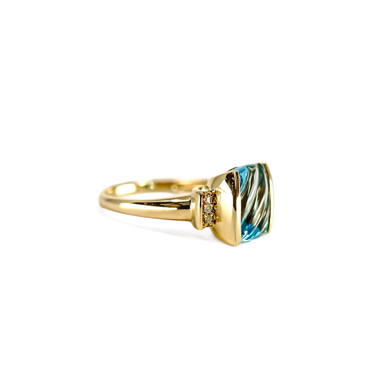 9ct Yellow Gold Fantasy-Cut Topaz & Natural Diamond Ring | Size P | 11 x 9mm Topaz #71798 9ct Yellow Gold Fantasy-Cut Topaz & Natural Diamond Ring | Size P | 11 x 9mm Topaz #71798 - Image 4