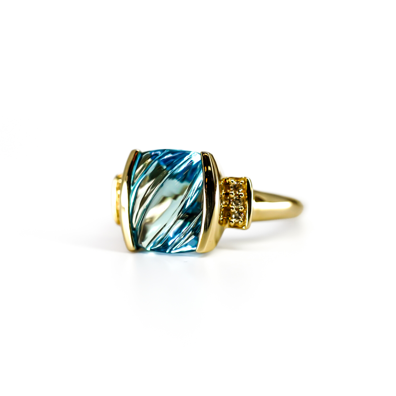 9ct Yellow Gold Fantasy-Cut Topaz & Natural Diamond Ring | Size P | 11 x 9mm Topaz #71798 9ct Yellow Gold Fantasy-Cut Topaz & Natural Diamond Ring | Size P | 11 x 9mm Topaz #71798 - Image 8