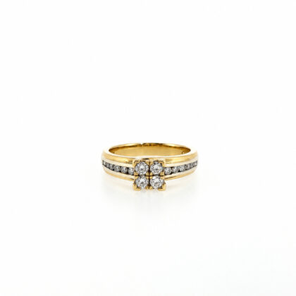 9ct Yellow Gold Natural Diamond Cluster Ring | 4g Size L 1/2 #71467