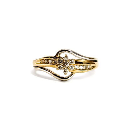 Monty's 9ct Yellow Gold Natural Diamond Flower Ring | Size P 1/2 | 3.2g #71803