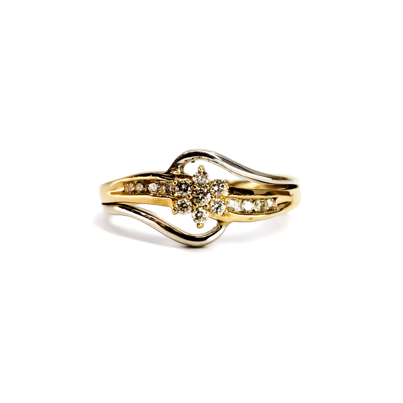9ct Yellow Gold Natural Diamond Flower Ring | Size P 1/2 | 3.2g #71803 9ct Yellow Gold Natural Diamond Flower Ring | Size P 1/2 | 3.2g #71803