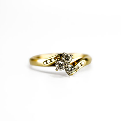 9ct Yellow Gold Natural Diamond Cluster Ring | Australian Made | Size P | 2.3g #71805