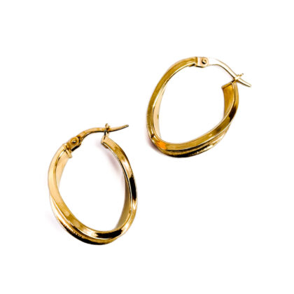 Monty's 9ct Yellow Gold Oval Twist Hoop Earrings | 25mm | 1.4g | Made in Italy #71960