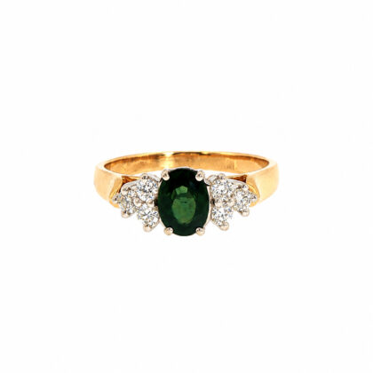 Monty's 9ct Yellow Gold Sapphire & Natural Diamond Ring | 3.7g | Size P #71802