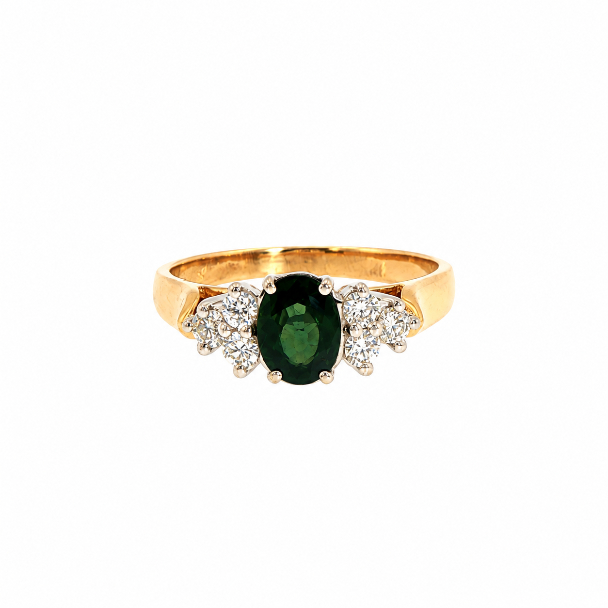 9ct Yellow Gold Sapphire & Natural Diamond Ring | 3.7g | Size P #71802 9ct Yellow Gold Sapphire & Natural Diamond Ring | 3.7g | Size P #71802