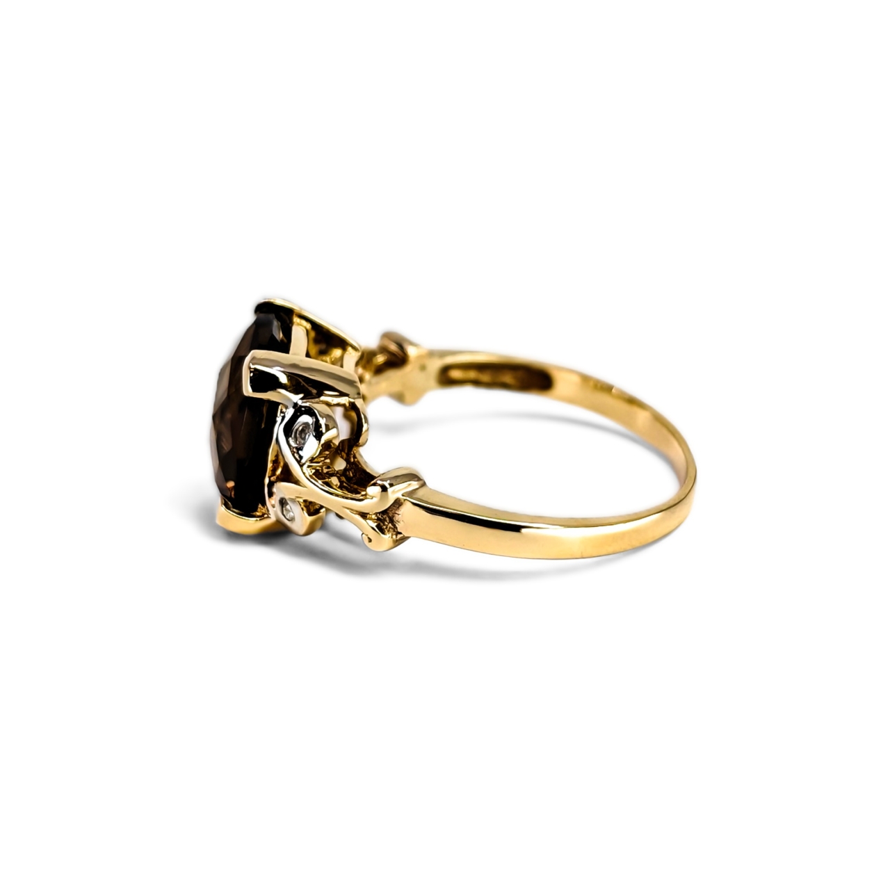 9ct Yellow Gold Smoky Quartz & Natural Diamond Ring | Size P | 3.1g #71801 9ct Yellow Gold Smoky Quartz & Natural Diamond Ring | Size P | 3.1g #71801 - Image 4
